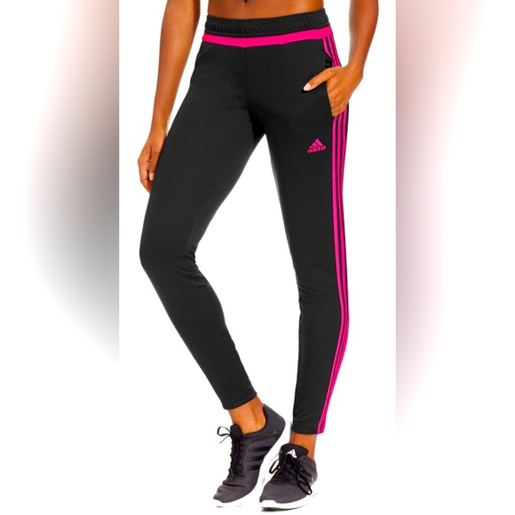 ADIDAS Women’s CLIMACOOL Hot Pink 3-Stripe Track Pants With Pockets. Size: Small - Picture 1 of 12